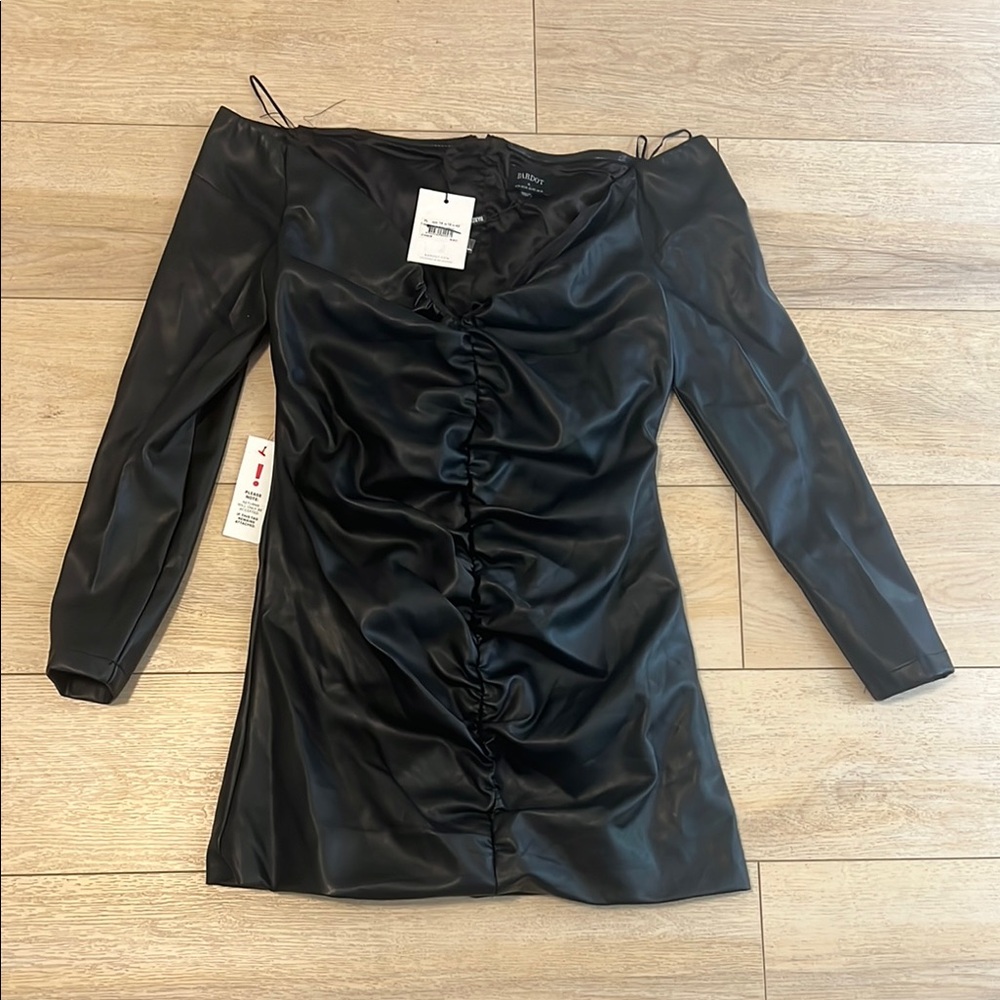 Bardot Black leather mini Dress size XL/10